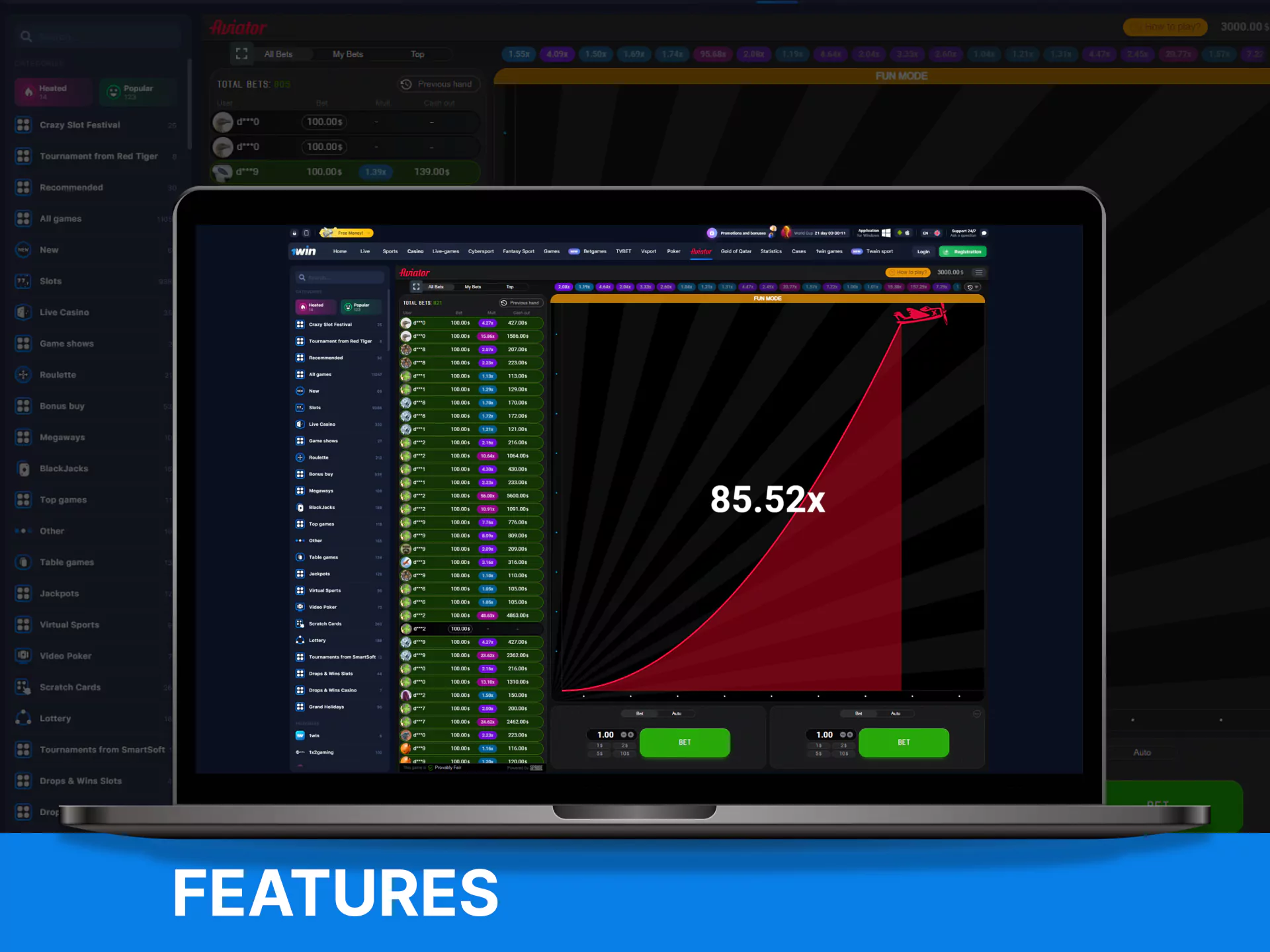 1win Aviator has features, learn about them before playing.