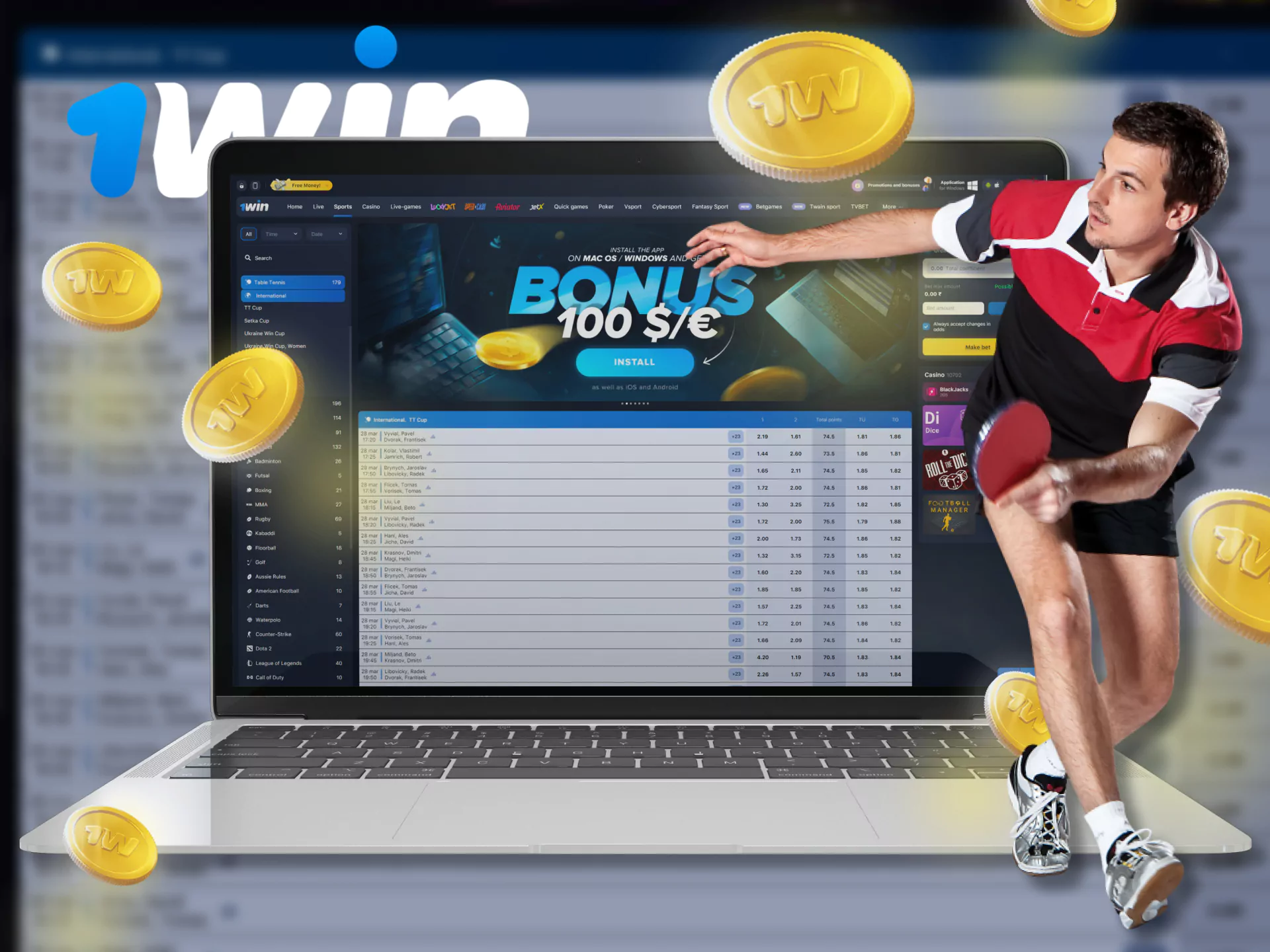 You can bet on a variety of tournaments table tennis matches.