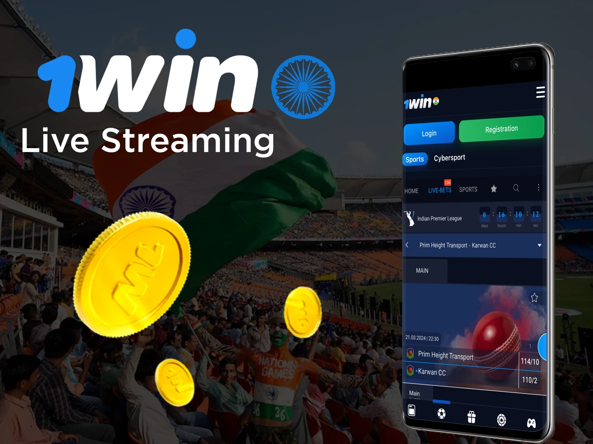 You can place Live Bets on IPL 2025 at the 1Win betting platform.