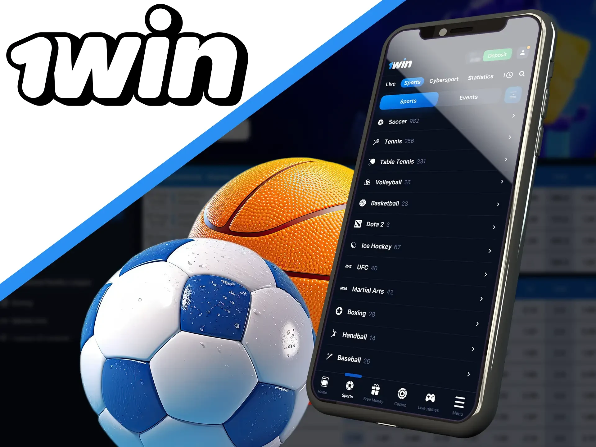 Which sports you can bet on in the 1win app.